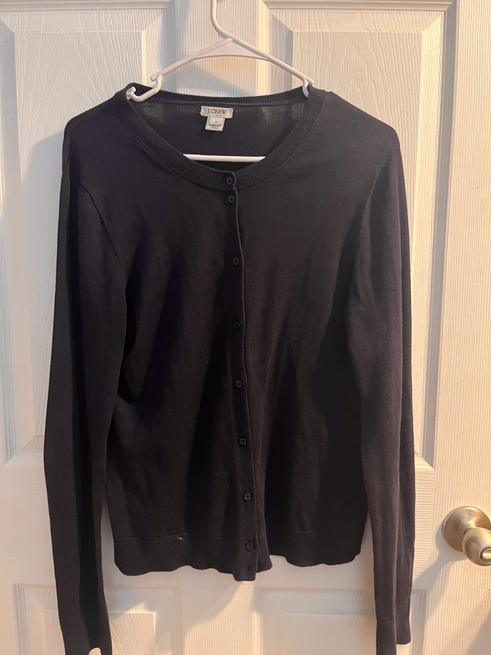 J. Crew Black Button-Up Crewneck Cardigan Size M